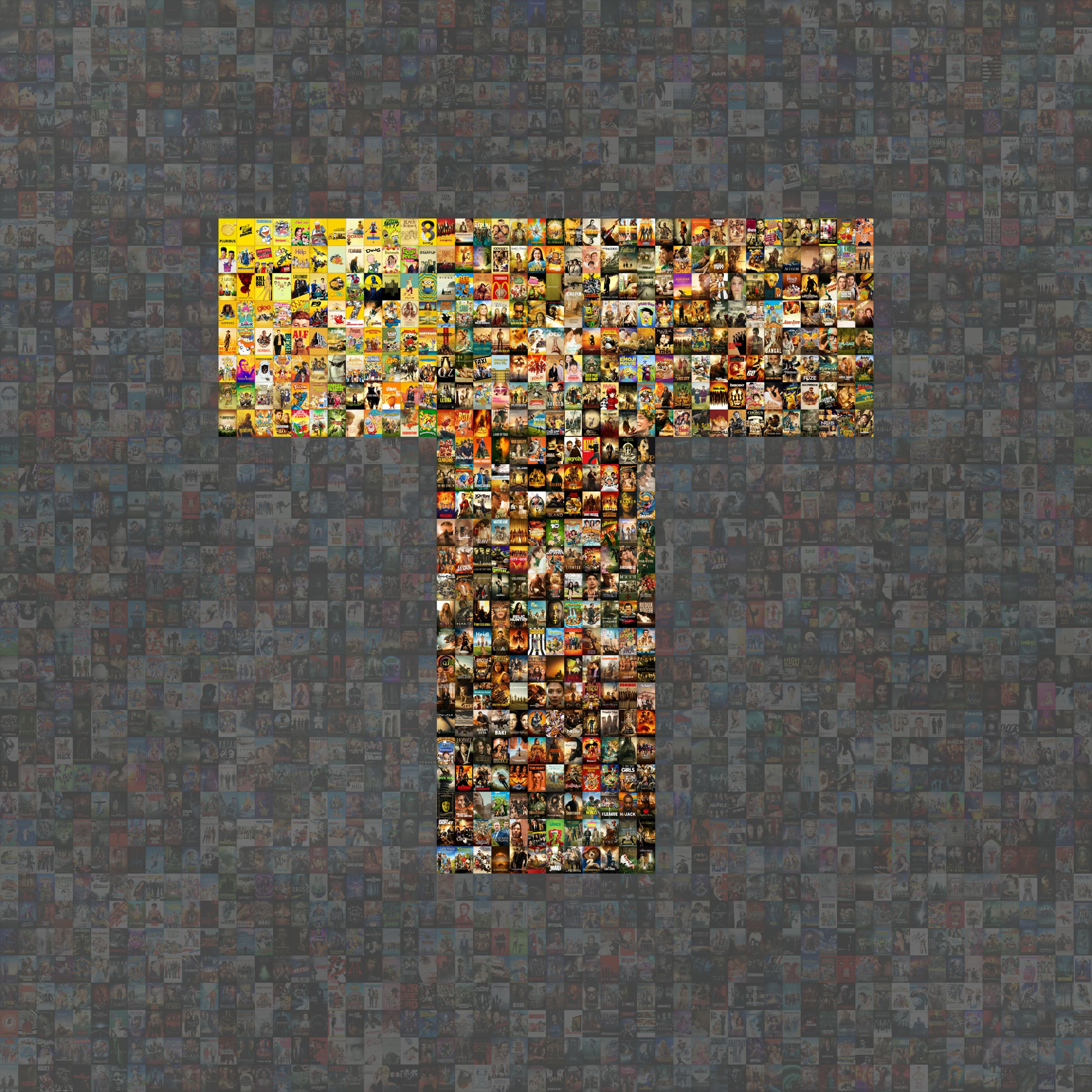A mosaic of 2,400 TV and movie posters forming the TV Time letter T